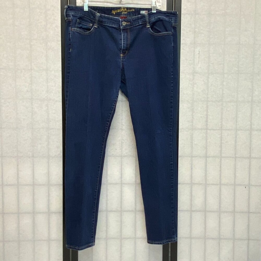 Arizona Jean Co Mid Rise Super Skinny Dark Wash Stretch Denim Jeans 19 Long